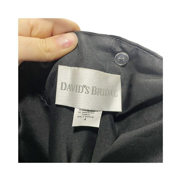 Davids Bridal Bridesmaid Prom Dress Gown Sz 4 Black Strapless Satin A-line - Picture 6 of 6